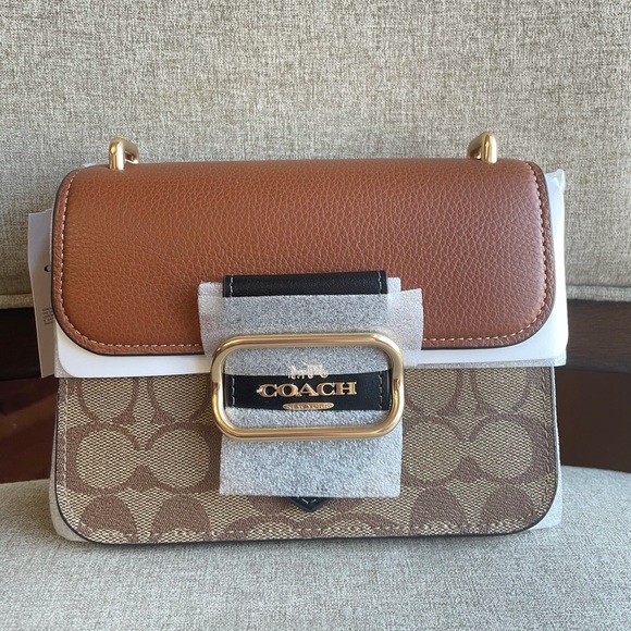 NWT！COACH Morgan Square Crossbody In Blocked Signature Canvas （COACH CL462 ） - Picture 1 of 11